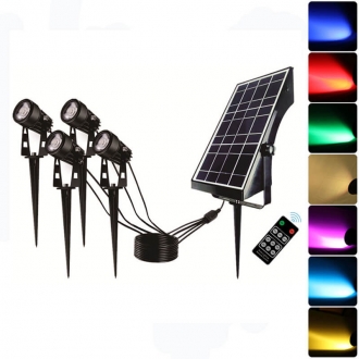 RGB Solar LED Garden Spotlight 4*3W