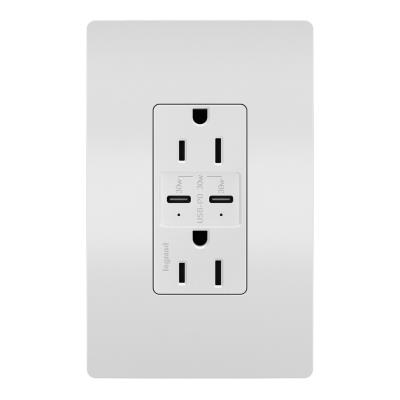 Legrand - R26USBPDWCC6 - radiant - 15A Tamper Resistant Ultra Fast PLUS Power Delivery USB Type C/C Outlet - White