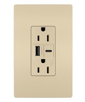 Legrand - WRR26USBAC6LA - radiant - Outdoor Ultra-Fast USB Outlet - Light Almond